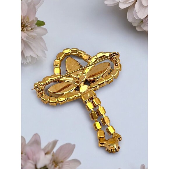 Vintage Brooch & Earring Set Rhinestones Blue Purple Demi-Parure MCM 11I - Picture 11 of 12